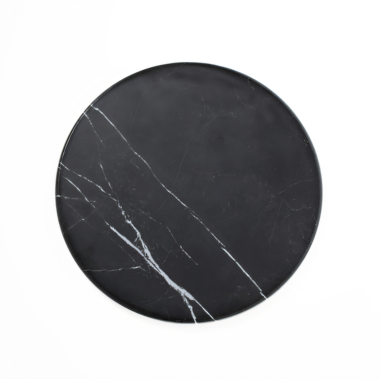 Product image #1 for 17-1/4 Inch Round Melamine Serving Board, Black Marble Pattern