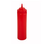 Thumbnail image #1 for Winco PSW-12R 12 oz Red Wide-Mouth Squeeze Bottle Case of 12