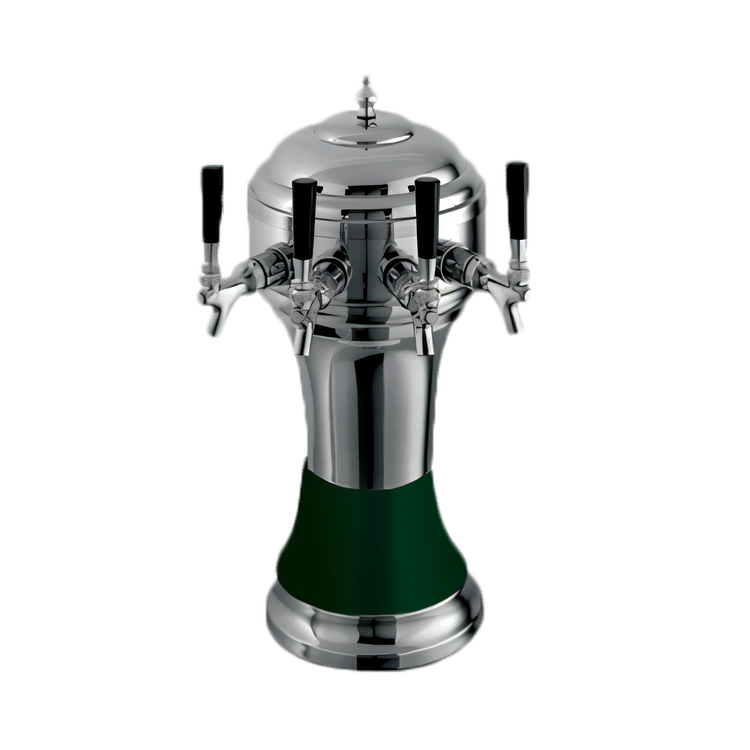 Product image #1 for Perlick Roma Countertop Glycol-Cooled 4-Faucet Draft Beer Tower with Green Ceramic Skirt