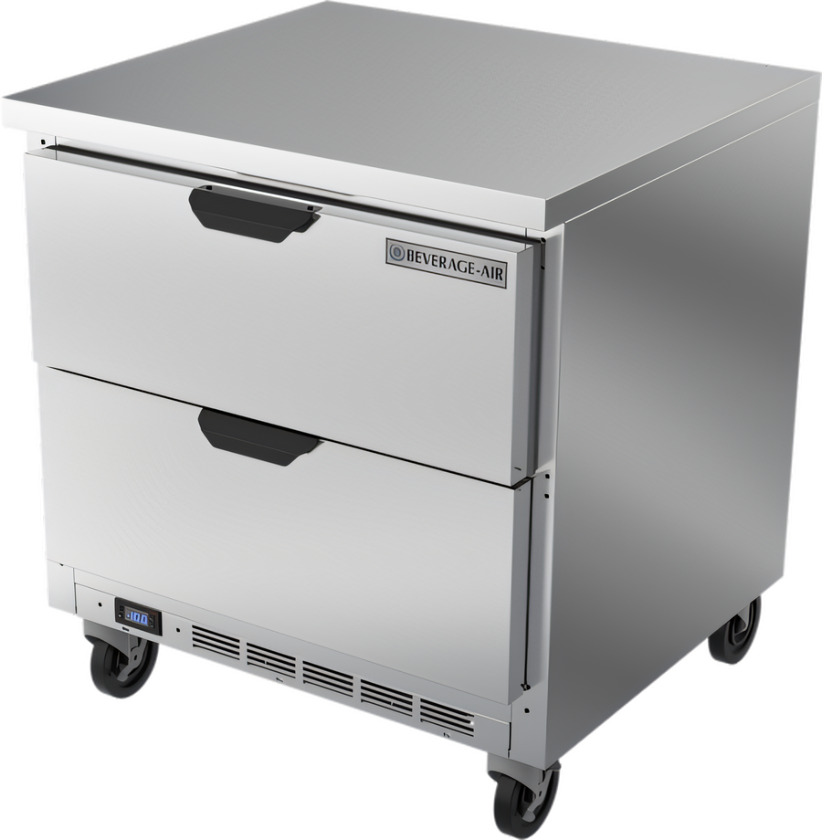 Product image #1 for Beverage-Air 32-Inch One-Section Worktop Freezer with 2 Drawers, 7.2 Cu. Ft., Flat Top