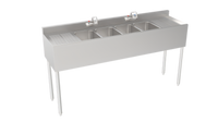 Krowne Silver Series Four-Compartment Underbar Sink with Dual Drainboards, 72-Inch Wide
