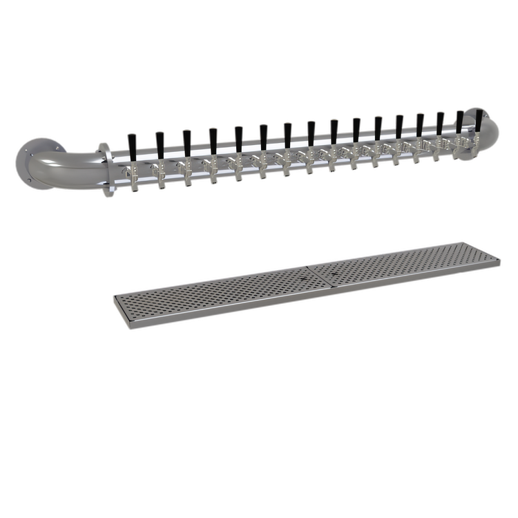 Product image #1 for Glastender Pipe Wall Draft Dispensing Tower, 16 Faucets, Wall-Mounted, Glycol-Cooled, Stainless Steel