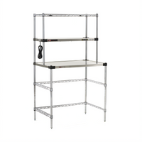 Metro Super Erecta Hot 36 Inch x 24 Inch Stainless Steel Workstation with 3-Sided Open Base, Open Heated Shelf, and Wire Overshelf
