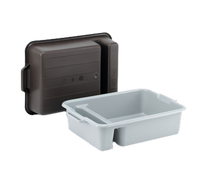 Signature Heavy-Duty 2-Compartment Black Polyethylene Bus Box, 23 x 17-1/2 x 6 Inches