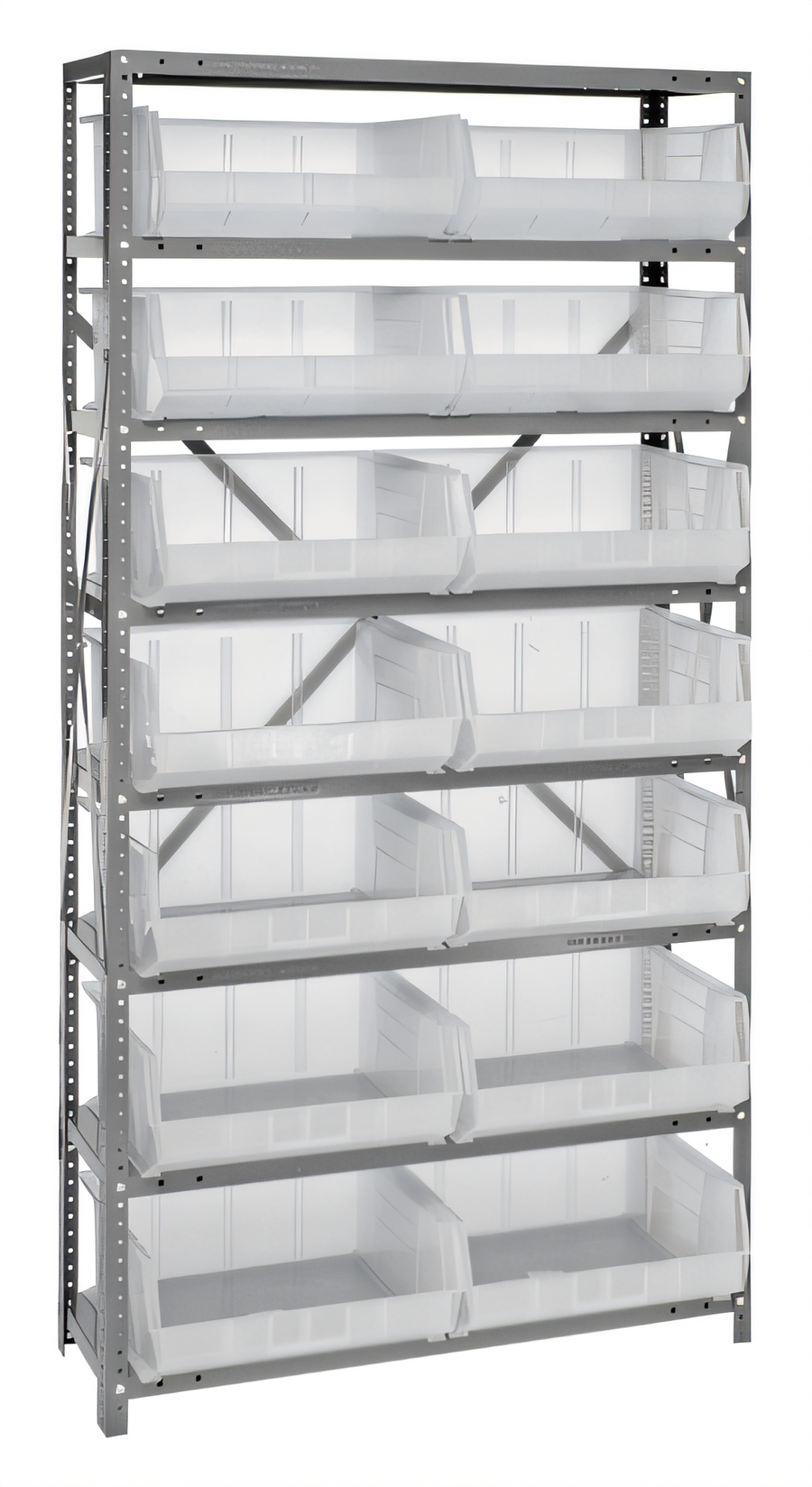 Product image #1 for Quantum Heavy Duty Wire Shelving Unit with 8 Shelves and 14 Clear Bins, 12 x 36 x 75 Inches