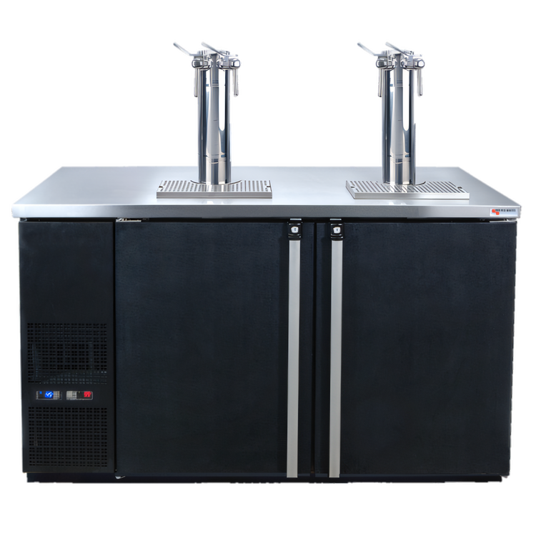 Product image #1 for Pro-Line E-Series Dual-Temperature Wine Cooler Dispenser, 59-1/2-Inch Wide, 2-Section, Self-Contained Refrigeration
