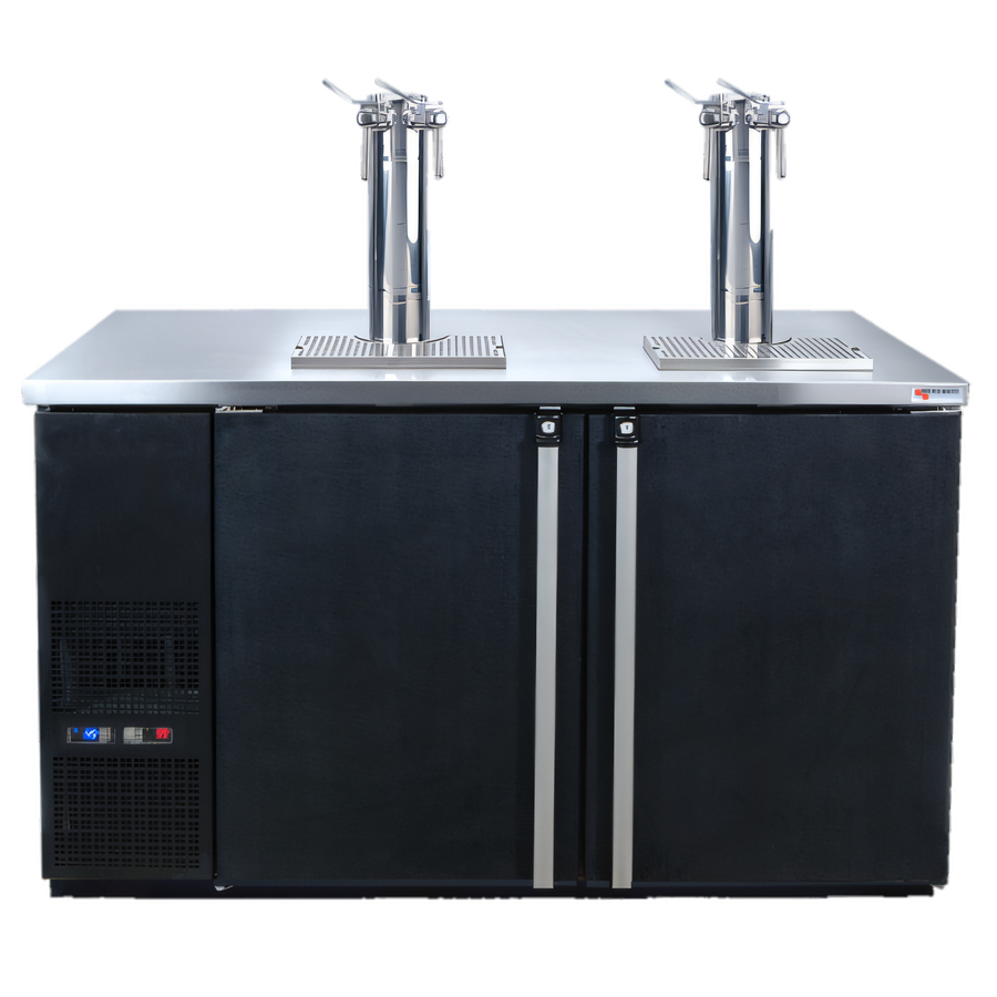 Product image #1 for Pro-Line E-Series Dual-Temperature Wine Cooler Dispenser, 59-1/2-Inch Wide, 2-Section, Self-Contained Refrigeration