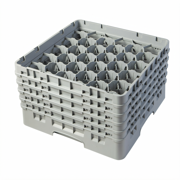Product image #2 for Cambro Camrack Full Size 30-Compartment Glass Rack with 5 Extenders, Soft Gray