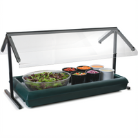 Carlisle Portable Free-Standing Double-Sided Sneeze Guard, 73.25-Inch, Fixed Acrylic Shield, Black Aluminum Frame