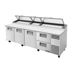 Thumbnail image #1 for True Mfg. - General Foodservice TPP-AT-119D-2-HC 119-1/4-Inch Pizza Prep Table, 3 Doors, 2 Drawers, Self-Contained R290, Poly Cutting Board
