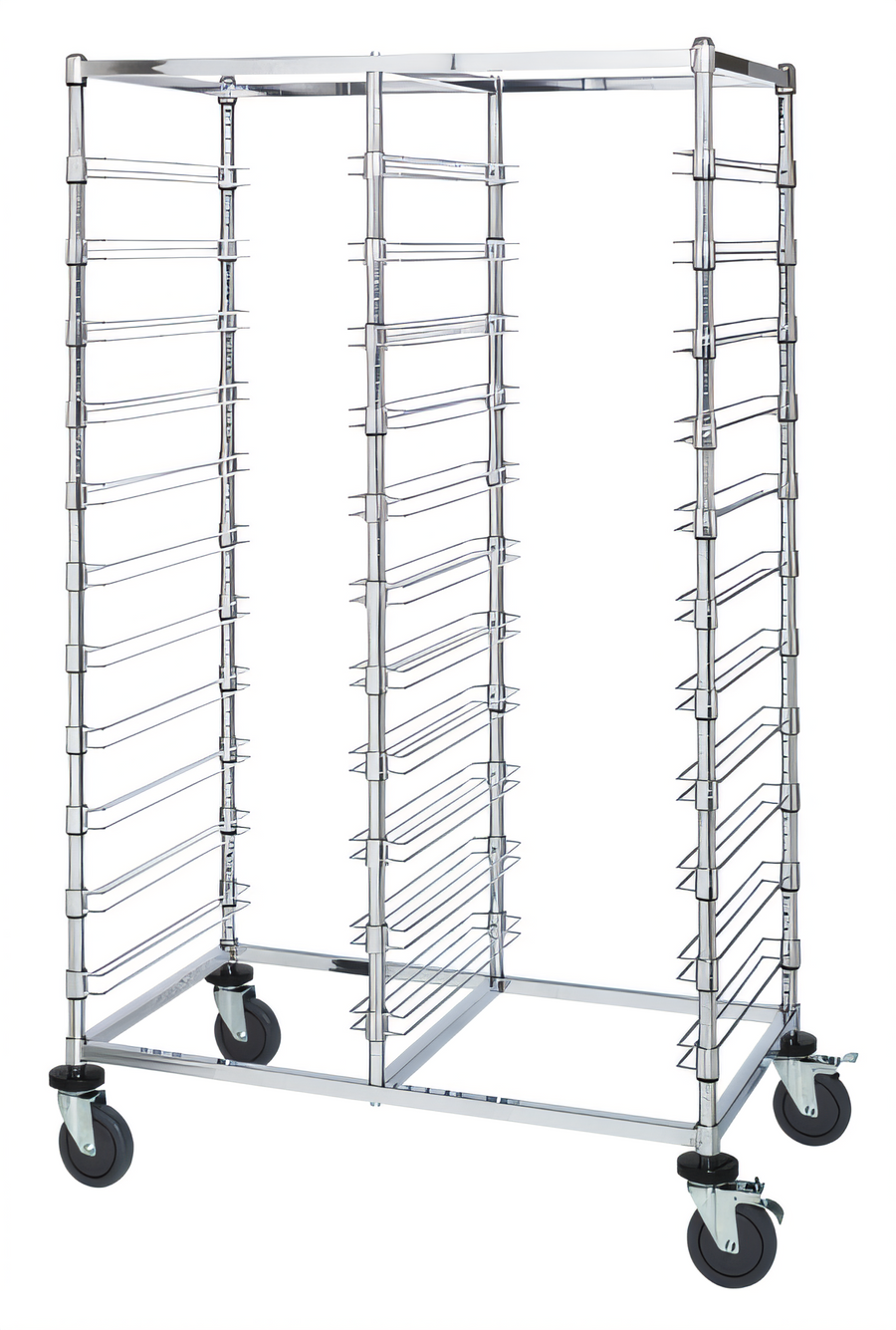 Product image #1 for Mobile Double-Bay Bin Cart with 22 Bin Levels, Chrome Plated Finish