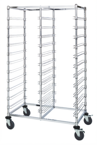Mobile Double-Bay Bin Cart with 22 Bin Levels, Chrome Plated Finish