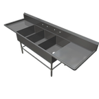 Thumbnail image #1 for John Boos Pro-Bowl 3PB3024-2D30 3-Compartment Stainless Steel Sink with Dual Drainboards, 12-Inch Deep Bowls