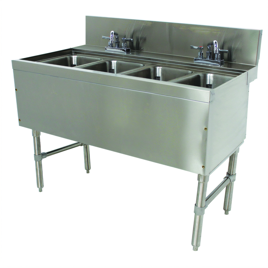 Product image #1 for Advance Tabco Prestige Supreme 4-Compartment Underbar Sink Unit, 48-Inch Wide, Open Frame Base
