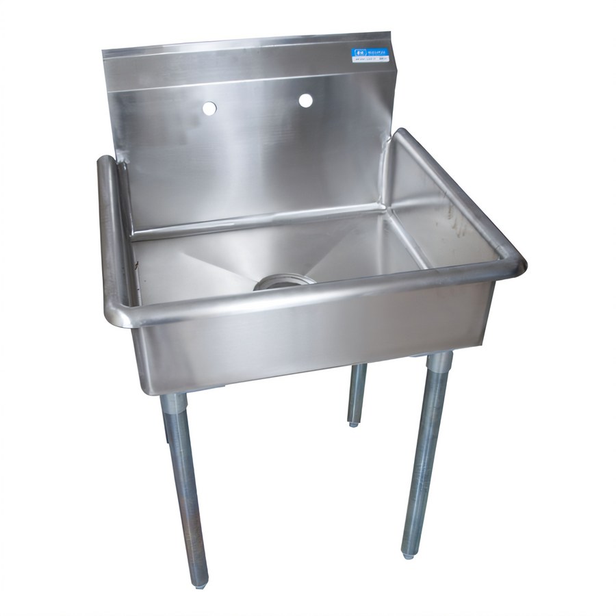 Product image #1 for BK Resources 1-Compartment Stainless Steel Utility Sink with 9-Inch Backsplash and Galvanized Legs
