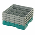 Thumbnail image #2 for Cambro Camrack Full-Size 9-Compartment Teal Glass Rack with 4 Soft Gray Extenders
