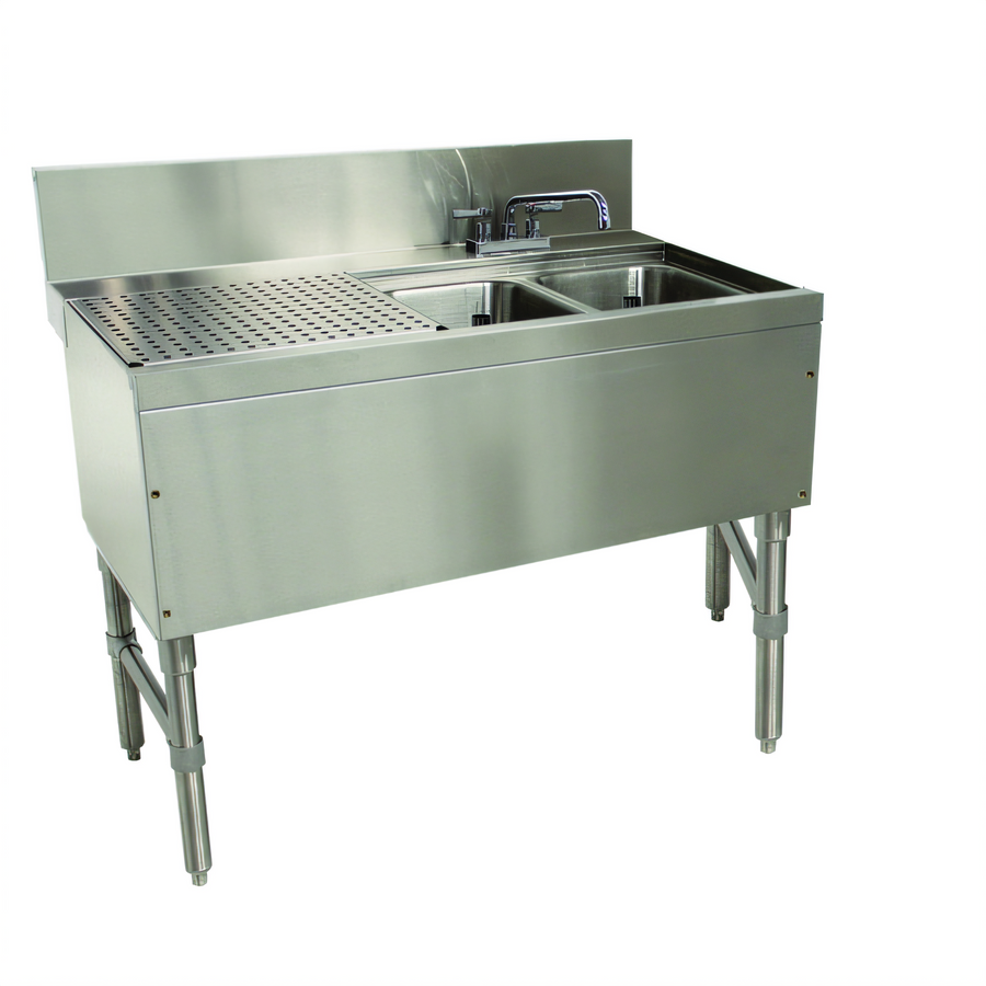 Product image #1 for Advance Tabco Prestige 48-Inch 2-Compartment Stainless Steel Underbar Sink with Left Drainboard and Deck-Mount Faucet