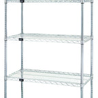 Thumbnail image #1 for Quantum WR74-2148S-5 5-Shelf Stationary Wire Shelving Starter Kit, 48"W x 21"D x 74"H, 304 Stainless Steel
