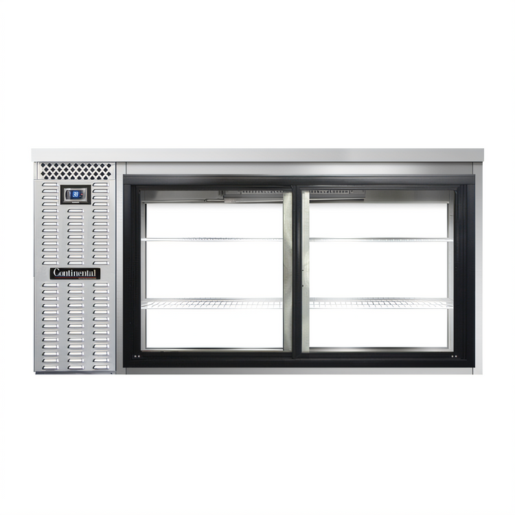 Product image #1 for Continental Refrigerator BB69SNSSSGDPT 69" Shallow Depth Pass-Thru Back Bar Cooler with Sliding Glass Doors
