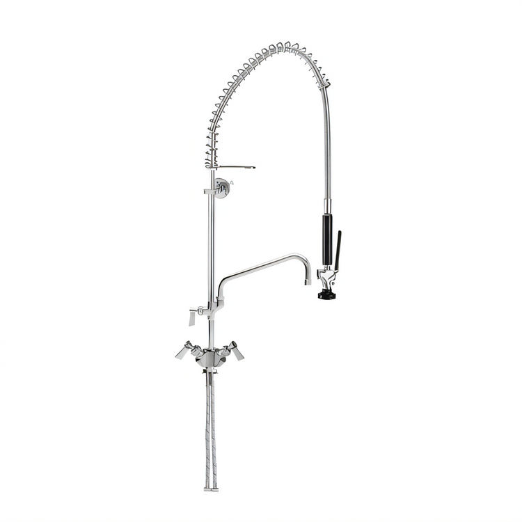 Product image #1 for Fisher Pre-Rinse Add-On Faucet with 6-Inch Swing Spout, Dual Control, Deck Mount, Stainless Steel