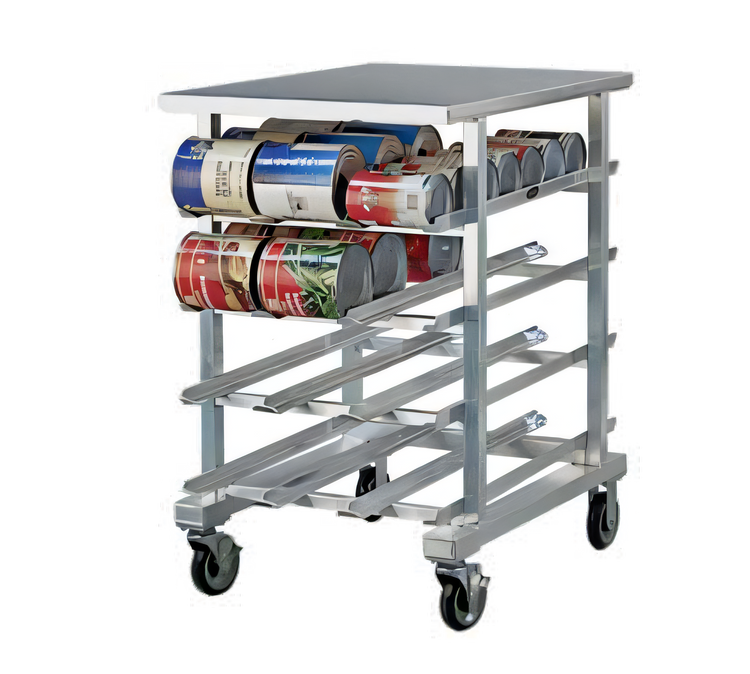 Product image #1 for New Age Mobile Half-Size Aluminum Can Storage Rack with Stainless Steel Top, 72 #10 or 96 #5 Can Capacity