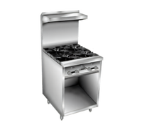 Comstock-Castle 30-Inch Commercial Gas Range with 4 Open Burners, Cabinet Base, Back Riser and High Shelf