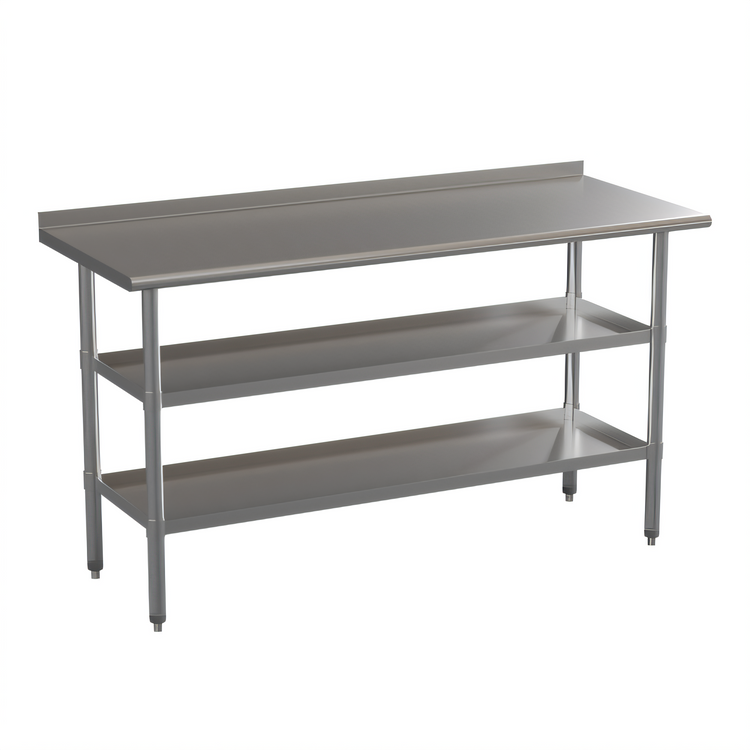 Product image #1 for Flash Furniture Randolph Stainless Steel 18-Gauge Work Table with 1.5-Inch Backsplash and 2 Undershelves, 60 x 24 x 36 Inches