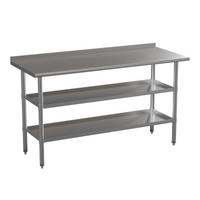 Flash Furniture Randolph Stainless Steel 18-Gauge Work Table with 1.5-Inch Backsplash and 2 Undershelves, 60 x 24 x 36 Inches