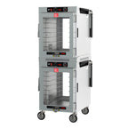 Thumbnail image #1 for Metro HotBlox™ HBCW16-ACPC-M Mobile 16-Pan Dual-Cavity Pass-Thru Insulated Holding Cabinet with Clear Front and Rear Doors, Analog Control