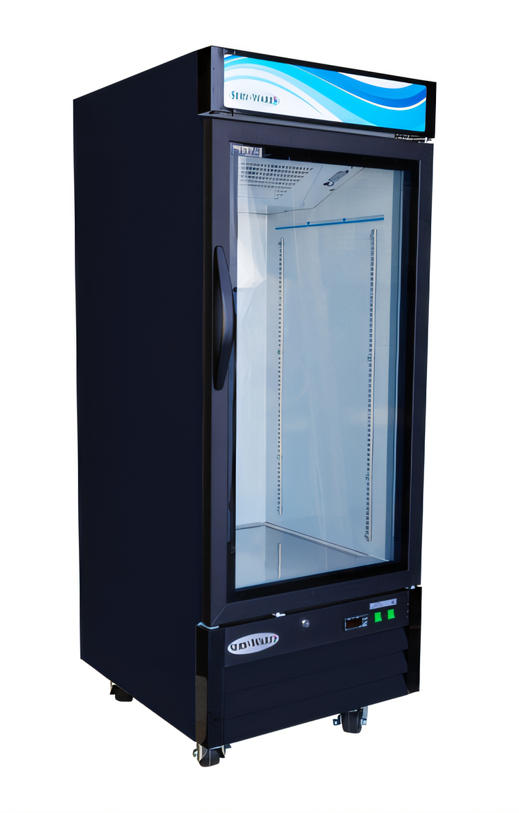 Product image #1 for Serv-Ware GR12B-HC 1-Door 12 Cu. Ft. Black Glass Door Merchandiser Refrigerator