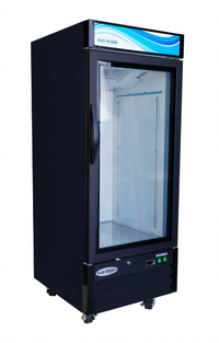 Serv-Ware GR12B-HC 1-Door 12 Cu. Ft. Black Glass Door Merchandiser Refrigerator