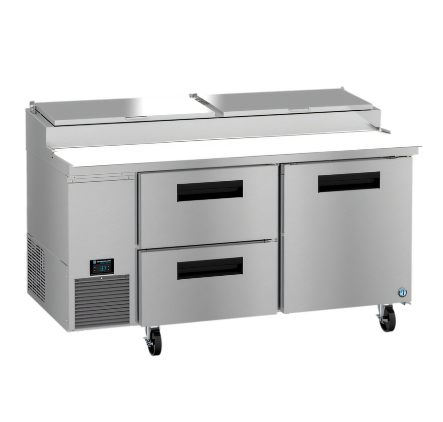 Product image #1 for Hoshizaki Steelheart 67-Inch Two-Section Pizza Prep Table with One Door and Two Drawers