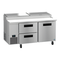 Hoshizaki Steelheart 67-Inch Two-Section Pizza Prep Table with One Door and Two Drawers