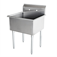 Omcan USA Single-Compartment Budget Pot Sink with 18 x 18 x 13-Inch Bowl and Galvanized Legs