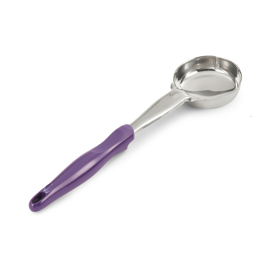 Product image #1 for Vollrath Jacob's Pride 4 oz Solid Round Bowl Spoodle Portion Control Serving Spoon with Purple Handle
