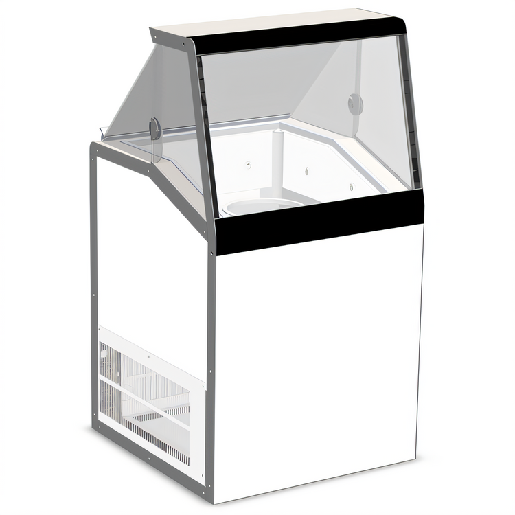 Product image #1 for Master-Bilt Floor Model Low-Glass Ice Cream Dipping/Display Cabinet, 4 x 3-Gallon Tub Capacity, 115V