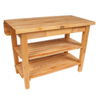 Thumbnail image #1 for John Boos Boos Block KIB6038150 60" Island Bar with 1-1/2" Edge-Grain Northern Hard Rock Maple Top, Drawer, Drop Leaf & 2 Slatted Shelves