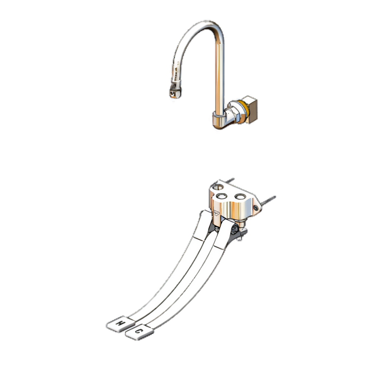 Product image #1 for T&S Brass Double Wall-Mount Pedal Valve with 6-Inch Rigid Gooseneck