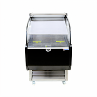 Omcan 26-Inch Open Refrigerated Display Case with LED Lighting, Night Curtain, and Casters