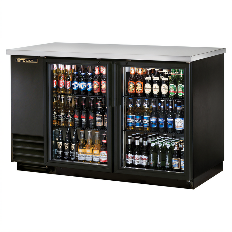 Product image #1 for True 2-Section Glass Door Back Bar Cooler, 58-7/8 Inch Wide, Stainless Steel Top