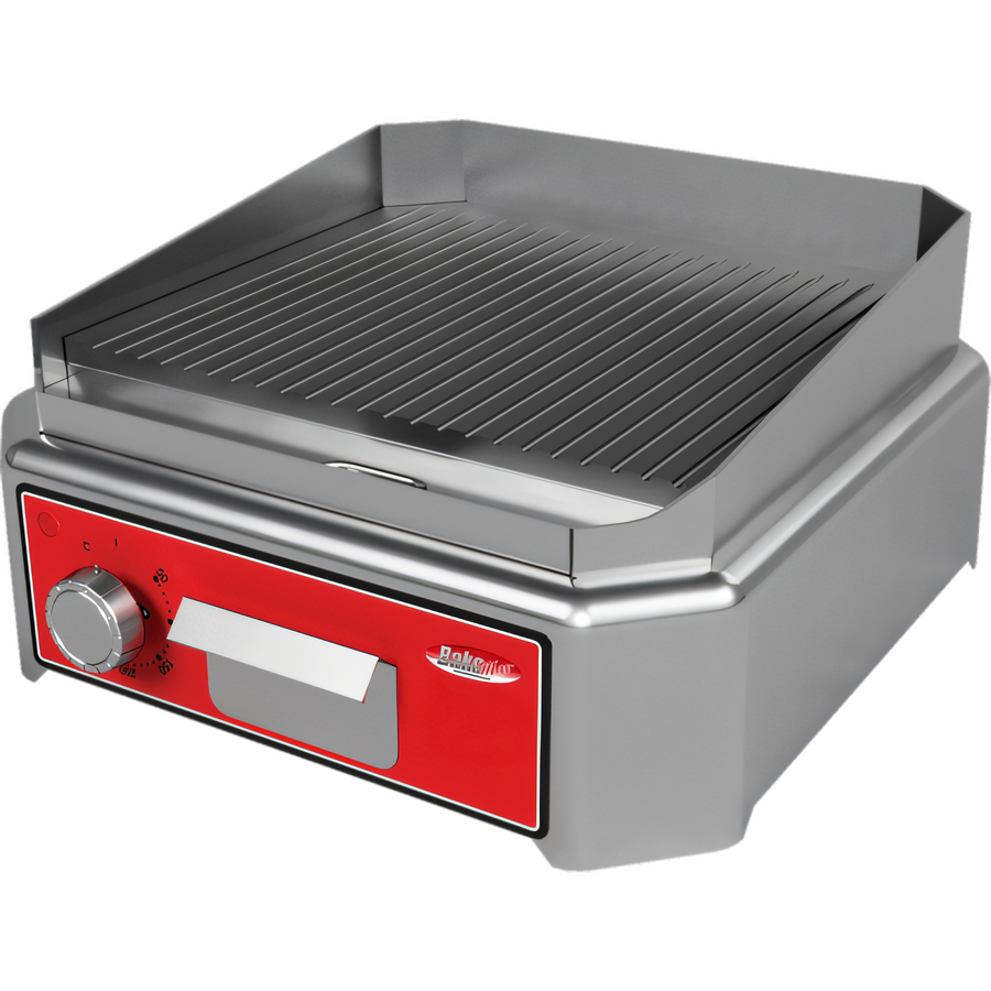 Product image #1 for BakeMax Mini Countertop Electric Ribbed Grill, Stainless Steel, 16-Inch, 208V