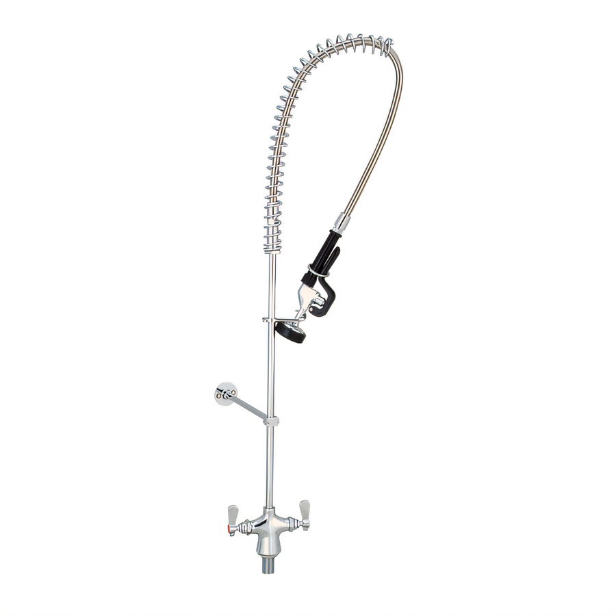 Product image #1 for BK Resources OptiFlow Lead-Free Deck Mount Single-Hole Center Pre-Rinse Assembly with 12-Inch Wall Bracket