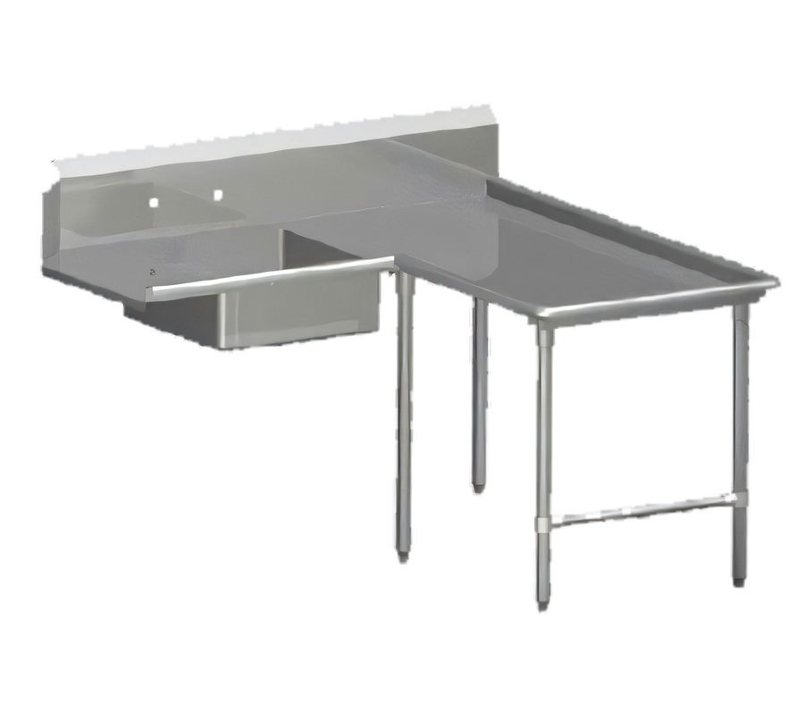 Product image #1 for John Boos Pro-Bowl L-Shaped Island Soiled Dish Table with Pre-Rinse Sink Bowl, Right-to-Left, 60" x 96"