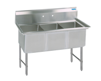 BK Resources Commercial Three-Compartment Stainless Steel Sink, 59-1/8 x 23-1/2 x 44-1/16 Inches