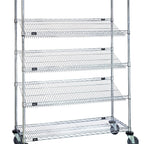 Thumbnail image #1 for Quantum M2448SL6C Mobile Chrome Wire Shelving Cart, 48"W x 24"D x 63"H, 5 Shelves (2 Flat, 3 Slanted), 5" Casters, 2 Brakes