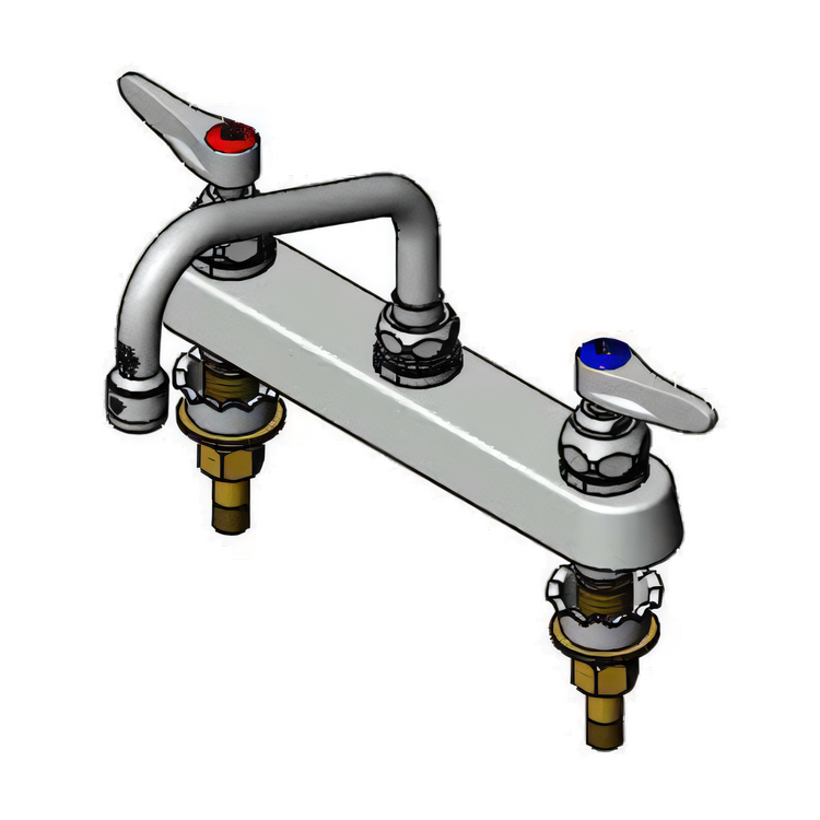 Product image #1 for T&S Brass B-1120-XS Deck-Mount Workboard Faucet with 8-Inch Centers and 6-Inch Swing Nozzle