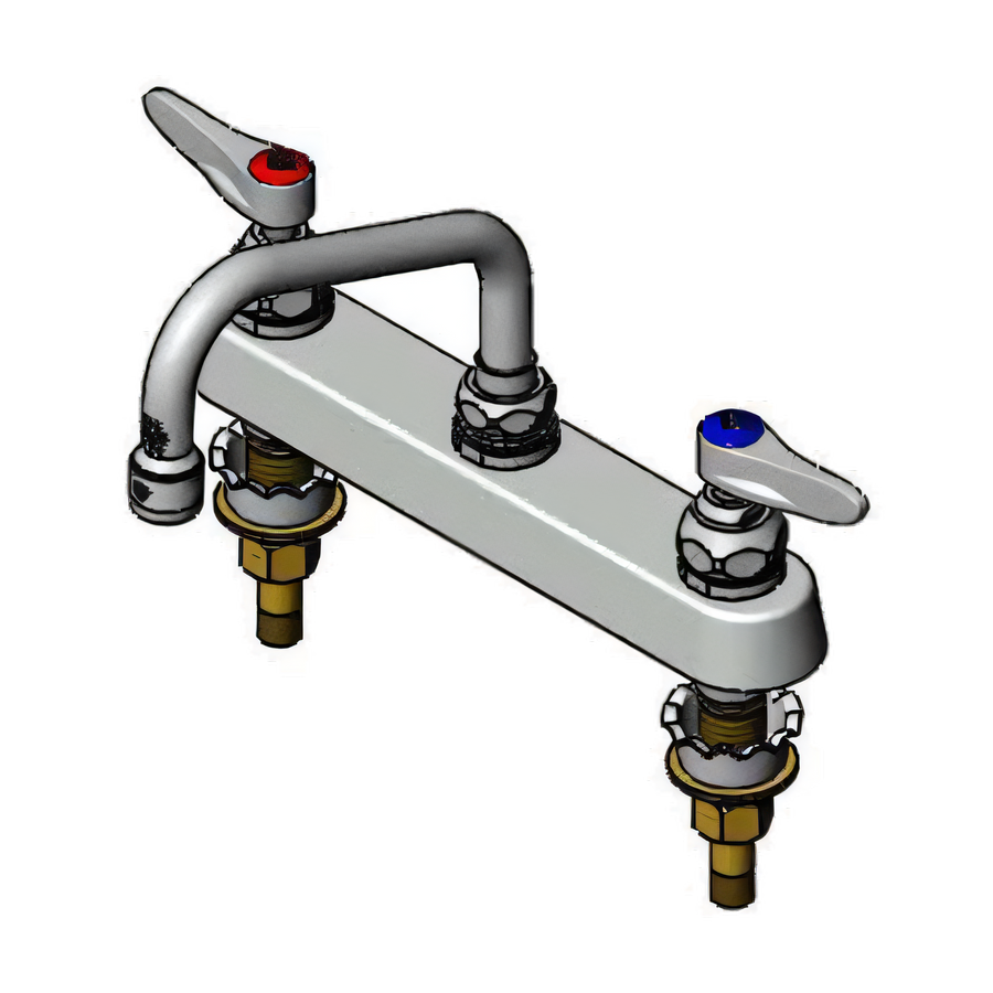 Product image #1 for T&S Brass B-1120-XS Deck-Mount Workboard Faucet with 8-Inch Centers and 6-Inch Swing Nozzle