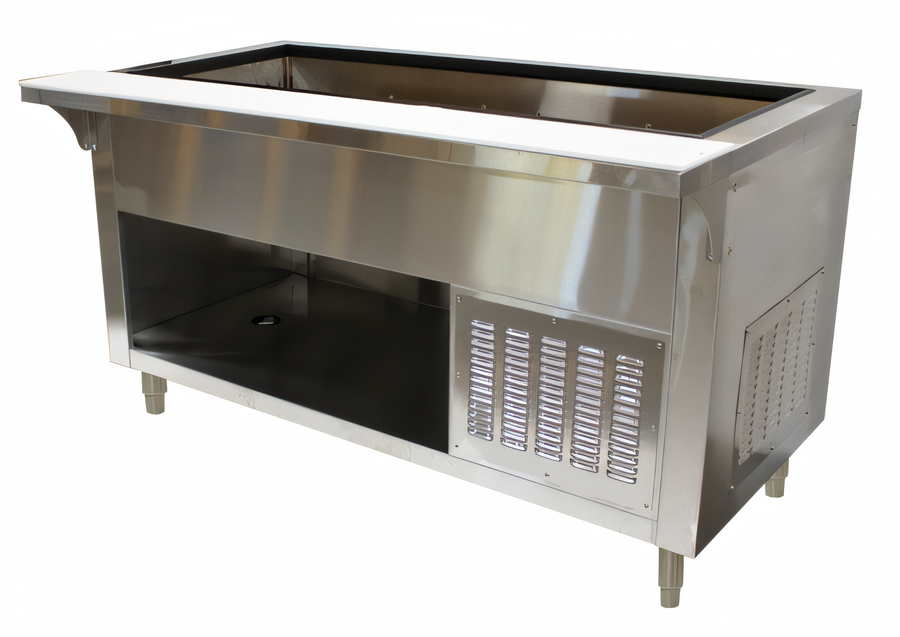 Product image #1 for Advance Tabco 6-Pan Self-Contained Refrigerated Cold Pan Buffet Station with Open Rear Base, 93-1/8 Inch W x 36-1/4 Inch D