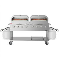 KoolMore Commercial Outdoor Mobile Charbroiler Grill with Dual 30-Inch Pizza Ovens and 8 Burners