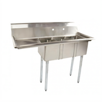 Omcan USA Space Saver 3-Compartment Sink with 16-Inch Left Drainboard and Corner Drain